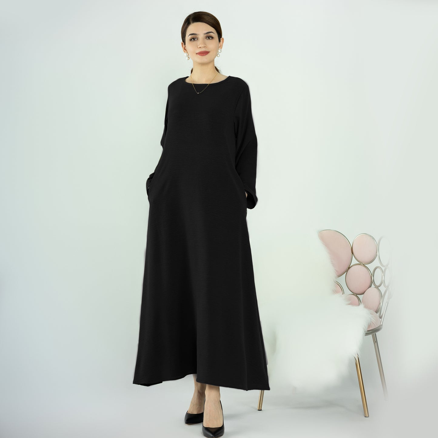 Modest Slip Dress Abaya - Black
