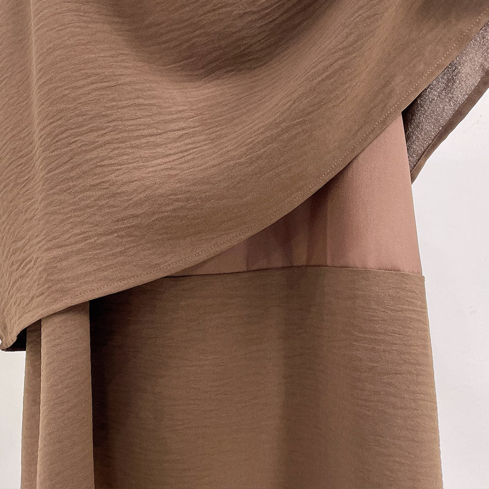 Dubai Luxury Two-Piece Abaya with Belt - Coffee Brown