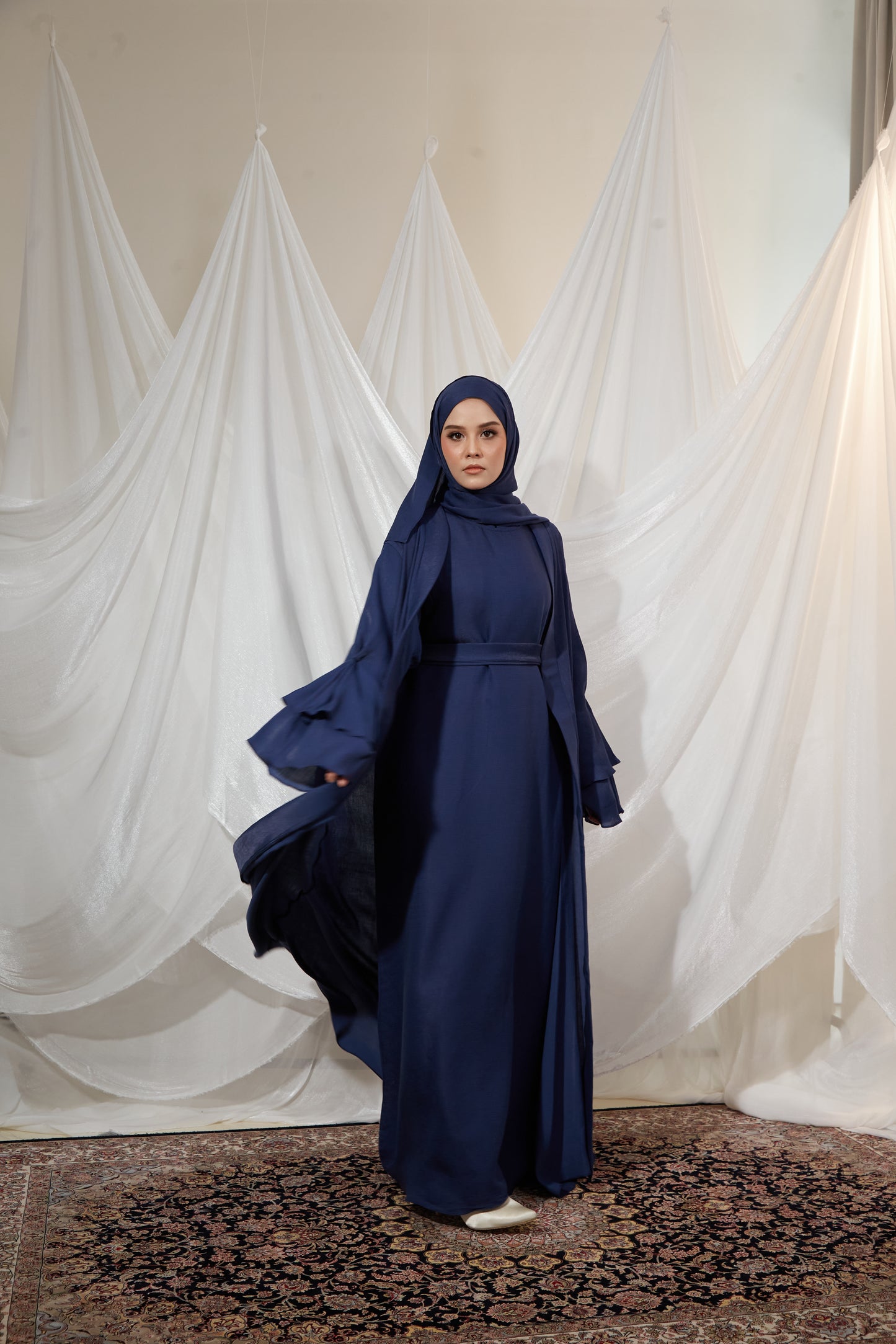 Kamelia Luxury Two Piece Abaya - Navy Blue