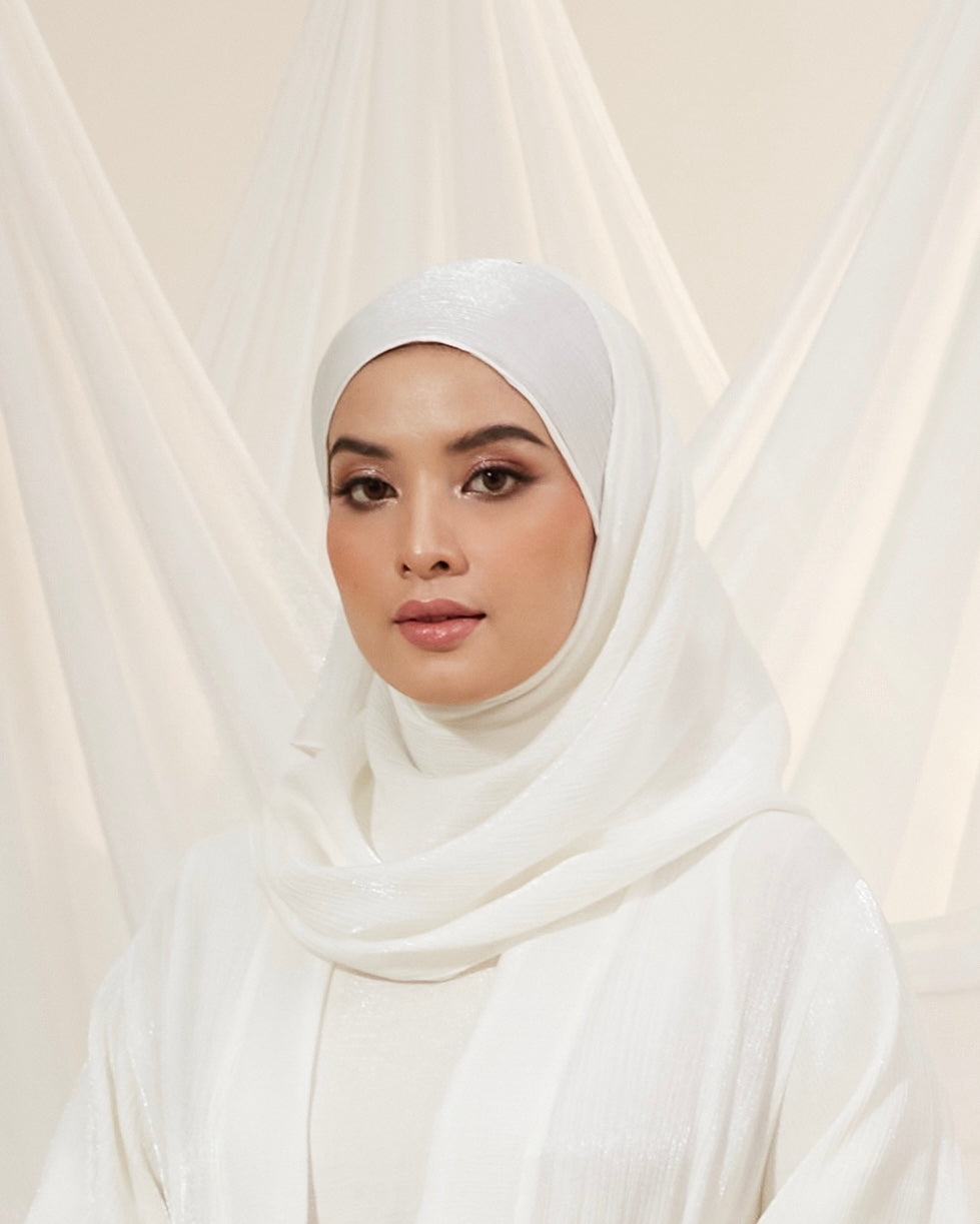 Ivory White Matching Hijab for Kamelia Luxury Two Piece Abaya