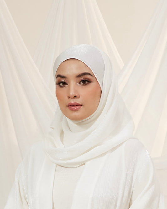 Ivory White Matching Hijab for Kamelia Luxury Two Piece Abaya