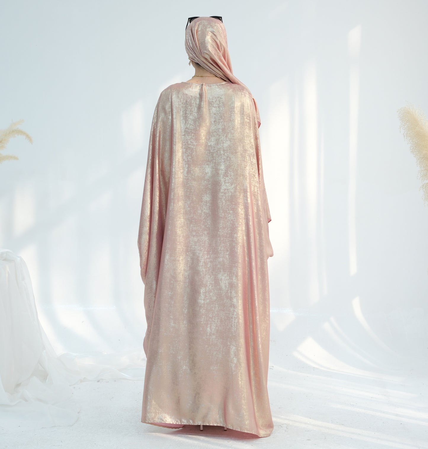 Modest Shimmery Butterfly Abaya - Pink