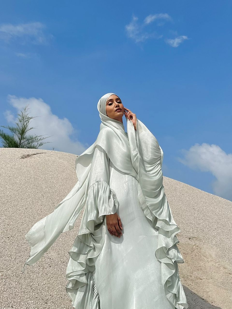Maya Luna Luxury Malaysia Butterfly Abaya - Mint Green Islamify Maya Luna Luxury Malaysia Butterfly Abaya - Mint Green Islamify