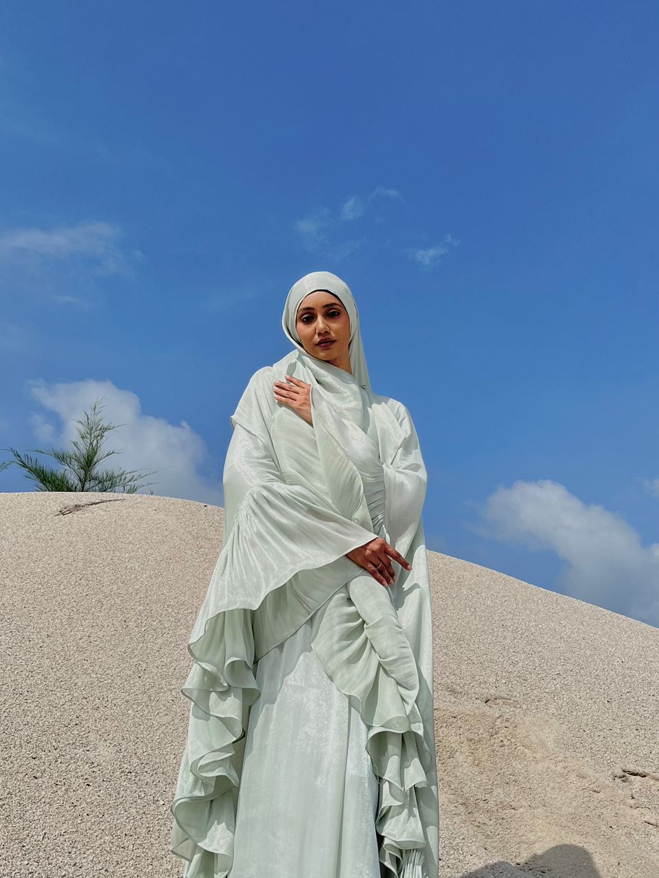 Maya Luna Luxury Malaysia Butterfly Abaya - Mint Green