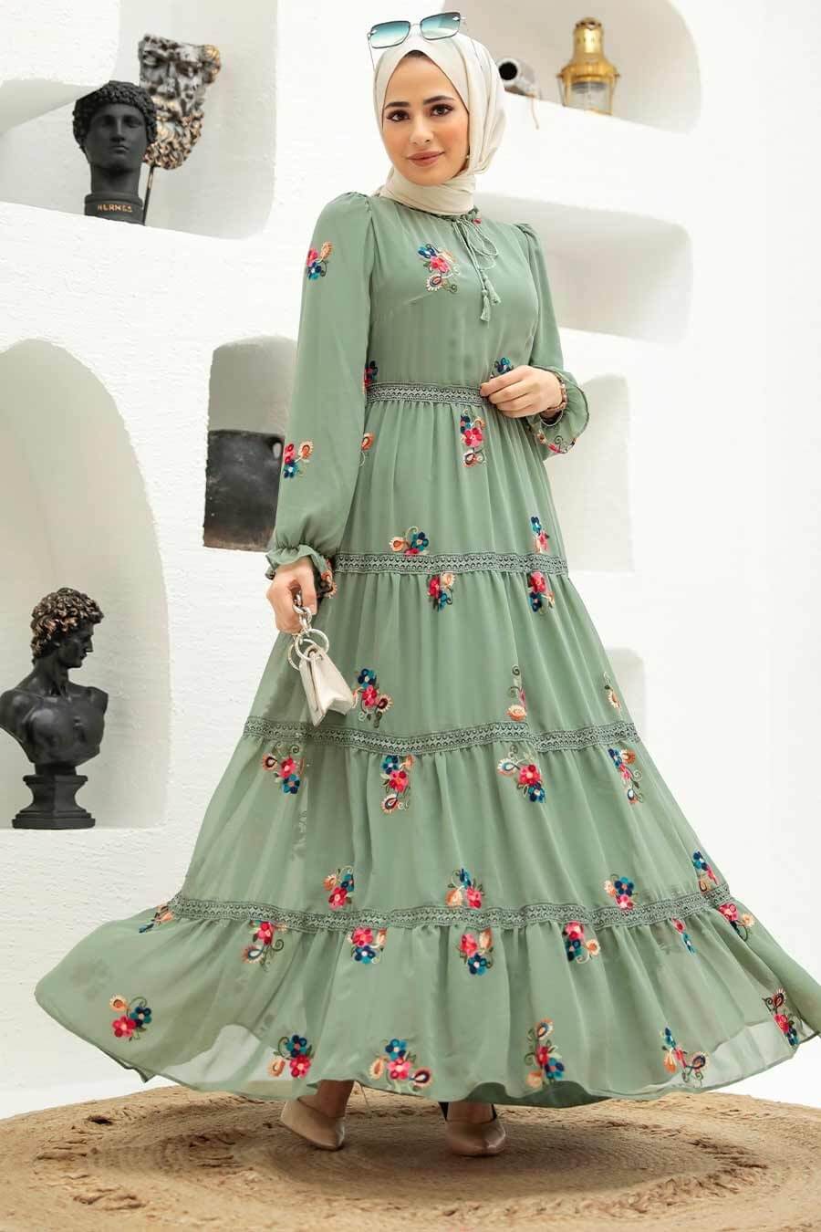Bloom Modest Floral Dress - Mint Green Bloom Modest Floral Dress - Mint Green