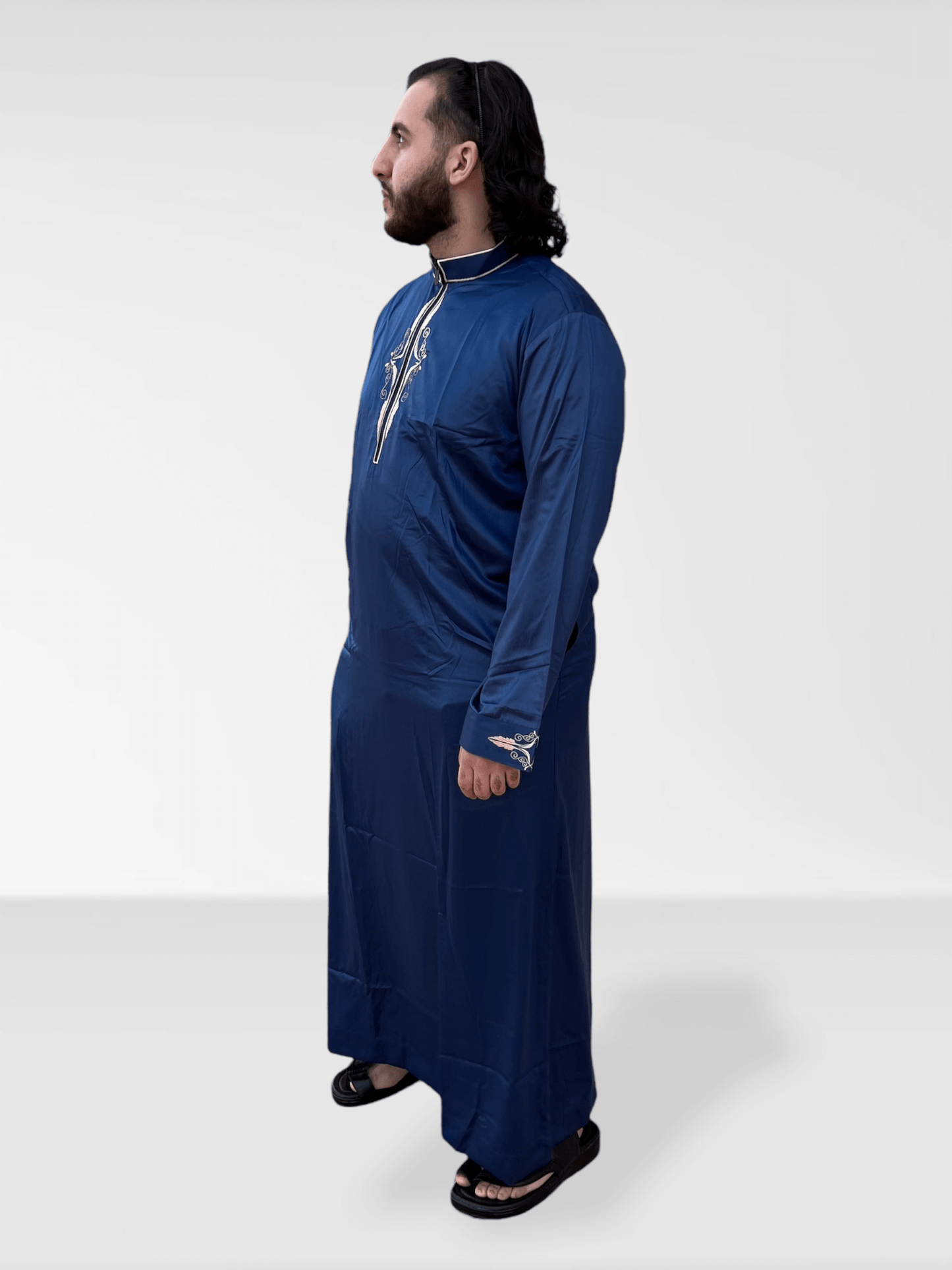 Embroidered Thobe - Midnight Blue
