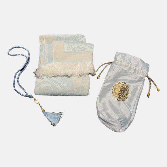Islamic Essentials Travel Kit Pouch Gift Set Prayer Mat & Tasbih Bundle