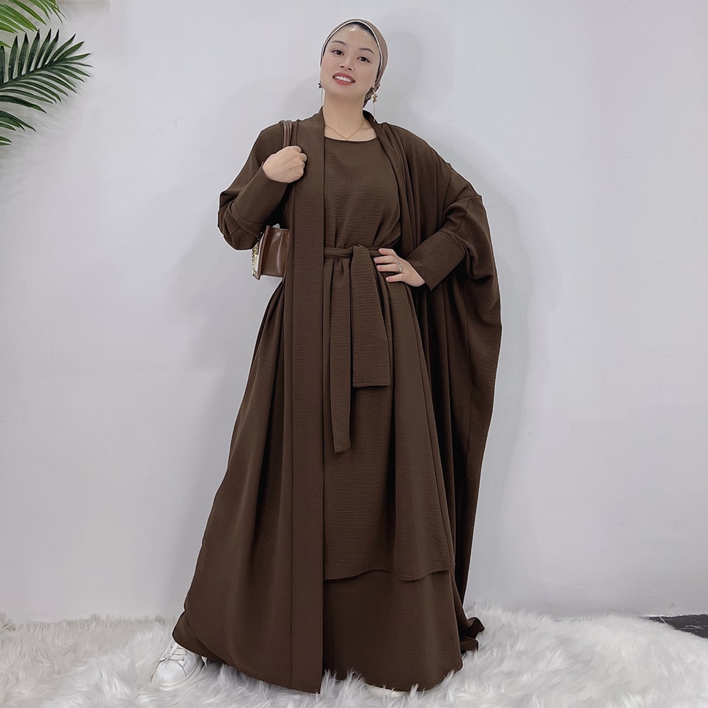 Dubai Luxury Two-Piece Abaya - Coffee