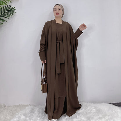 Dubai Luxury Two-Piece Abaya - Coffee