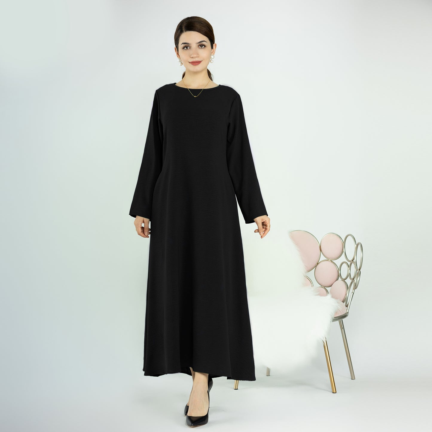 Modest Slip Dress Abaya - Black