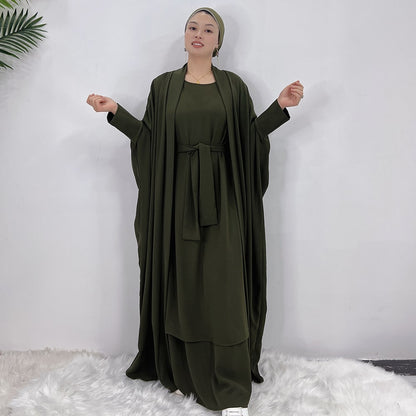 Dubai Luxury Two-Piece Abaya - Forest Green