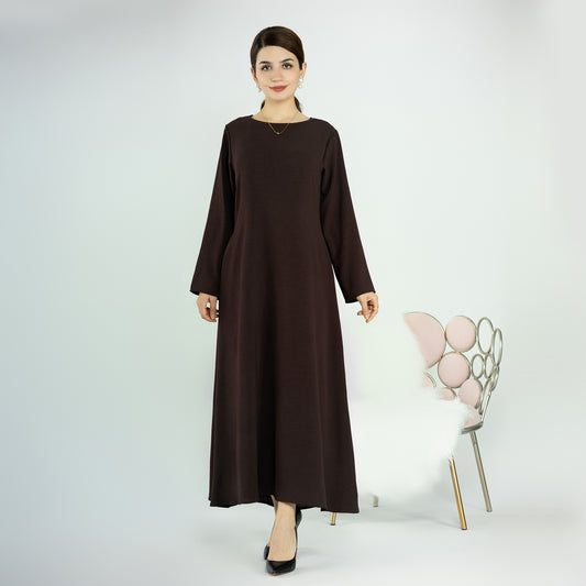 Modest Slip Dress Abaya - Dark Brown