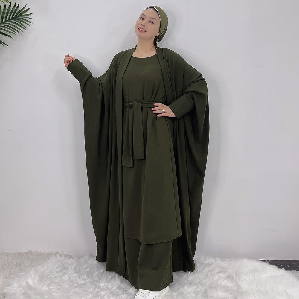 Dubai Luxury Two-Piece Abaya - Forest Green