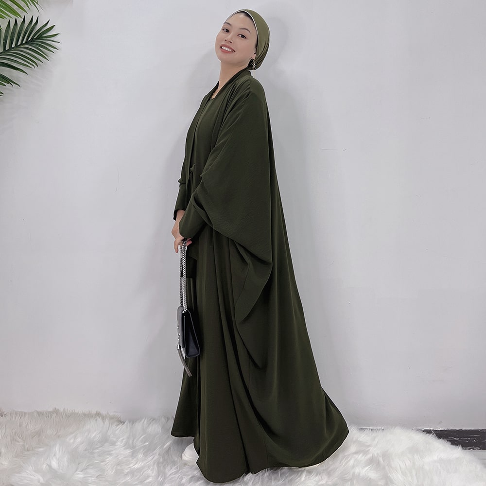 Dubai Luxury Two-Piece Abaya - Forest Green