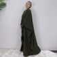 Dubai Luxury Two-Piece Abaya with Belt - Forest Green