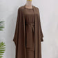 Dubai Luxury Two-Piece Abaya - Coffee