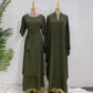 Dubai Luxury Two-Piece Abaya with Belt - Forest Green