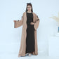 Ribbon Bow Sleeve Two Piece Abaya - Khaki Brown