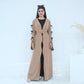 Ribbon Bow Sleeve Two Piece Abaya - Khaki Brown