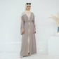 Ribbon Bow Sleeve Two Piece Abaya - Taro