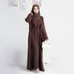 Two-Piece Abaya with Belt - Dark Coffee
