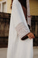 Palestine Keffiyeh Open Abaya - White & Brown Embroidery