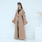 Ribbon Bow Sleeve Two Piece Abaya - Khaki Brown