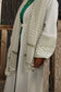 Palestine Keffiyeh Open Abaya - White with Green Embroidery