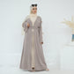 Ribbon Bow Sleeve Two Piece Abaya - Taro