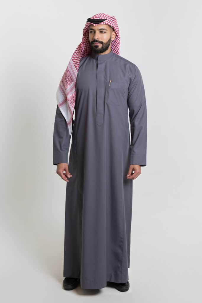 Al-Shiaka® Saudi Collared Thobe - Gray