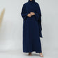 Two-Piece Abaya with Belt - Navy Blue