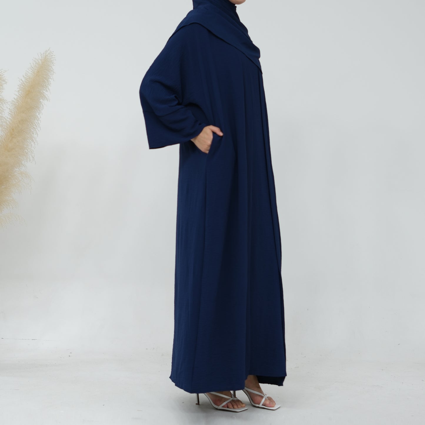 Two-Piece Abaya with Belt - Navy Blue