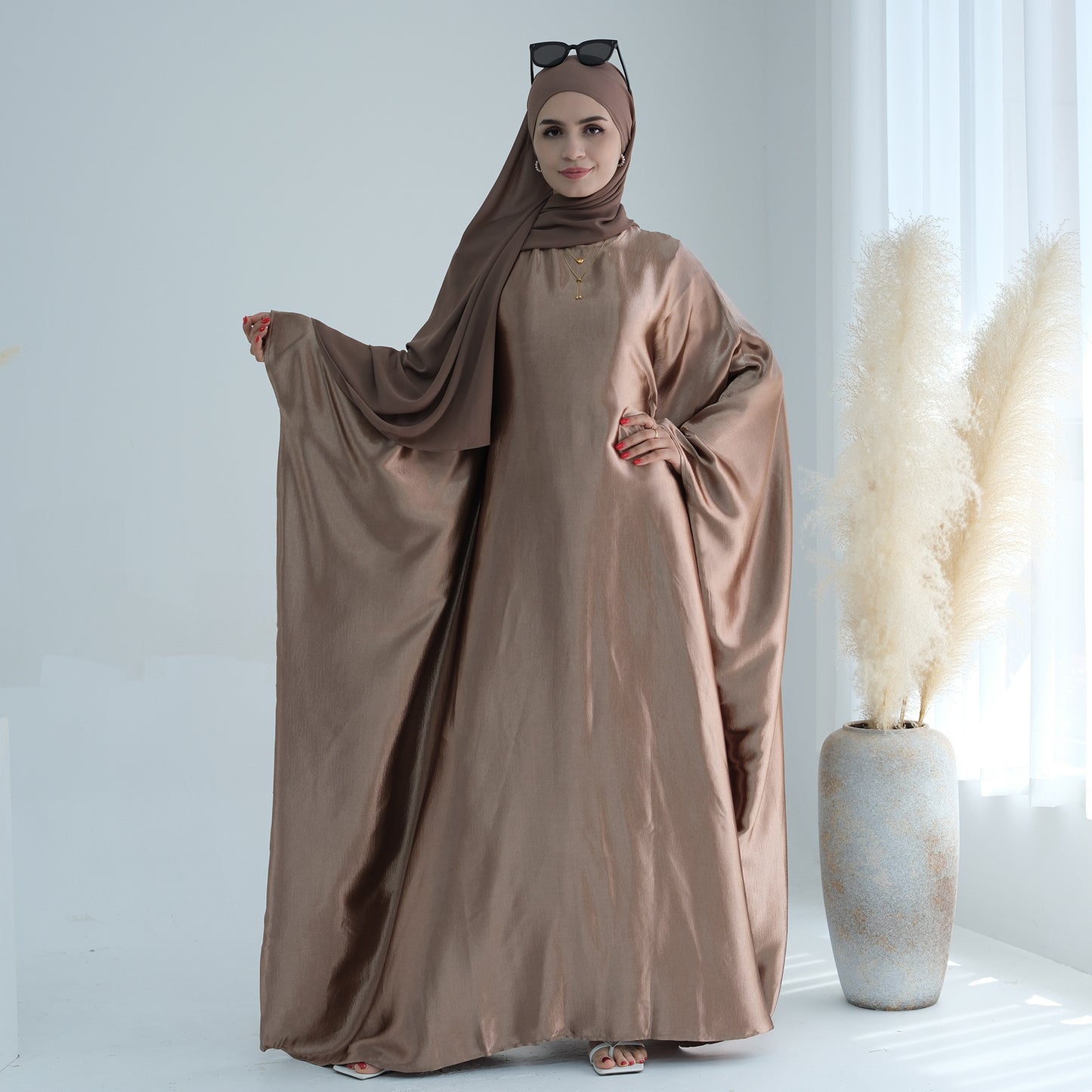 Modest Butterfly Abaya - Copper Brown