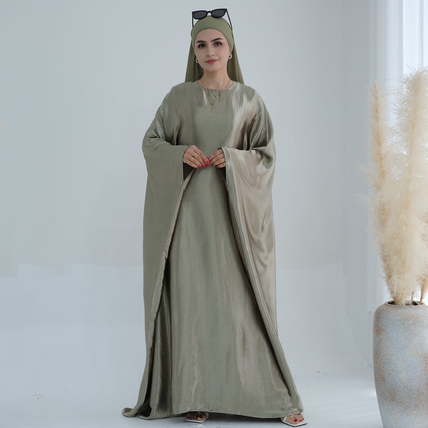 Modest Butterfly Abaya - Olive Green