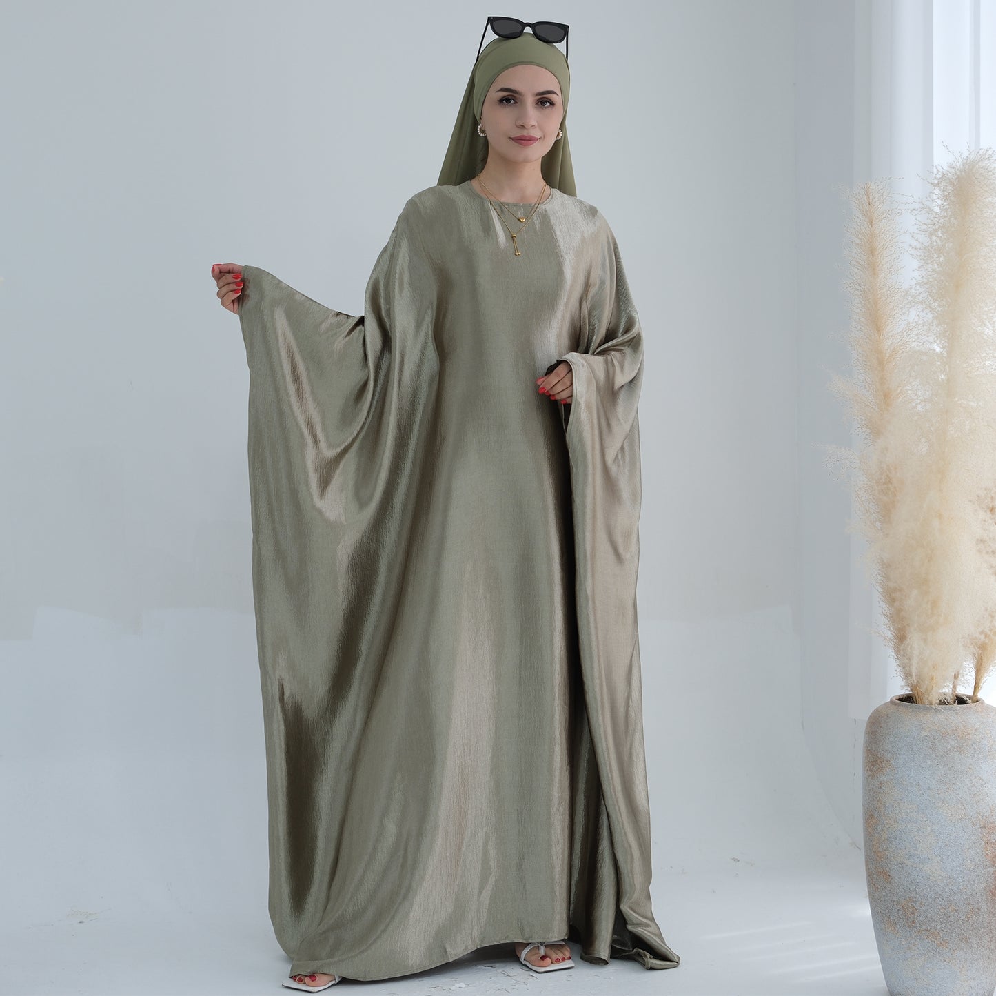 Modest Butterfly Abaya - Olive Green