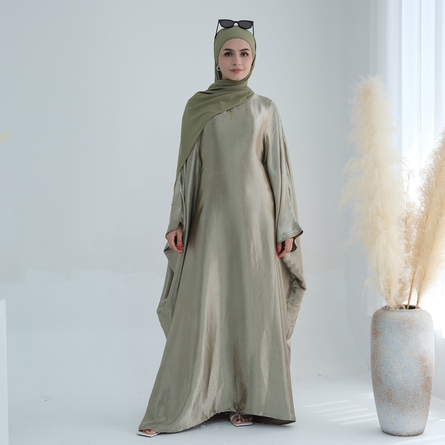 Modest Butterfly Abaya - Olive Green