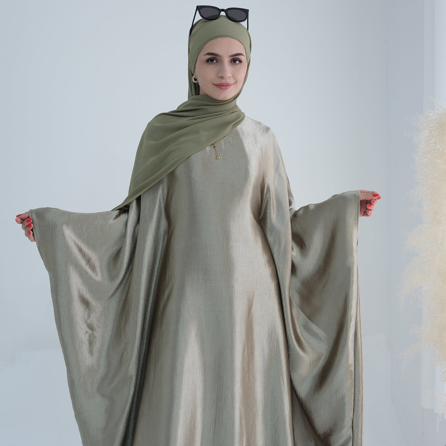 Modest Butterfly Abaya - Olive Green