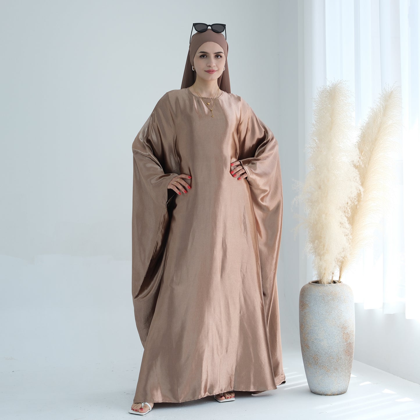 Modest Butterfly Abaya - Copper Brown