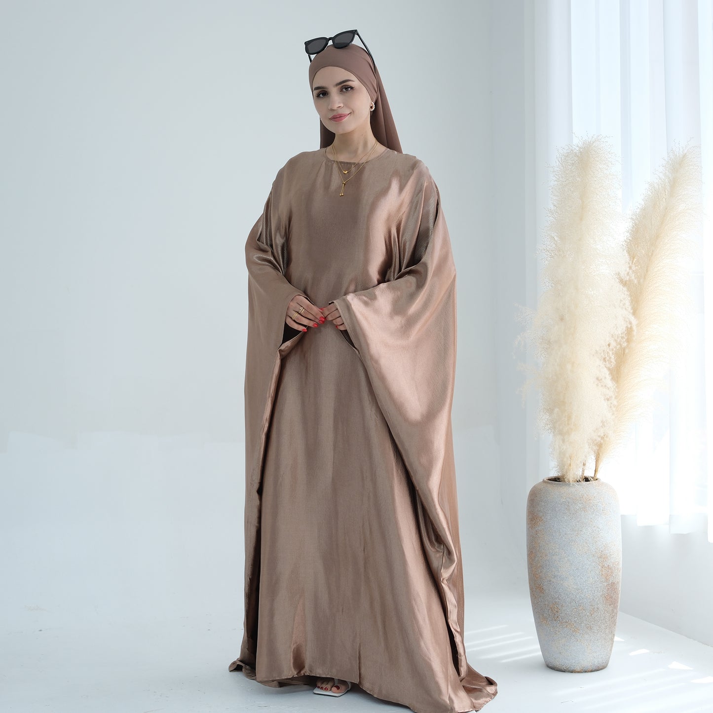 Modest Butterfly Abaya - Copper Brown