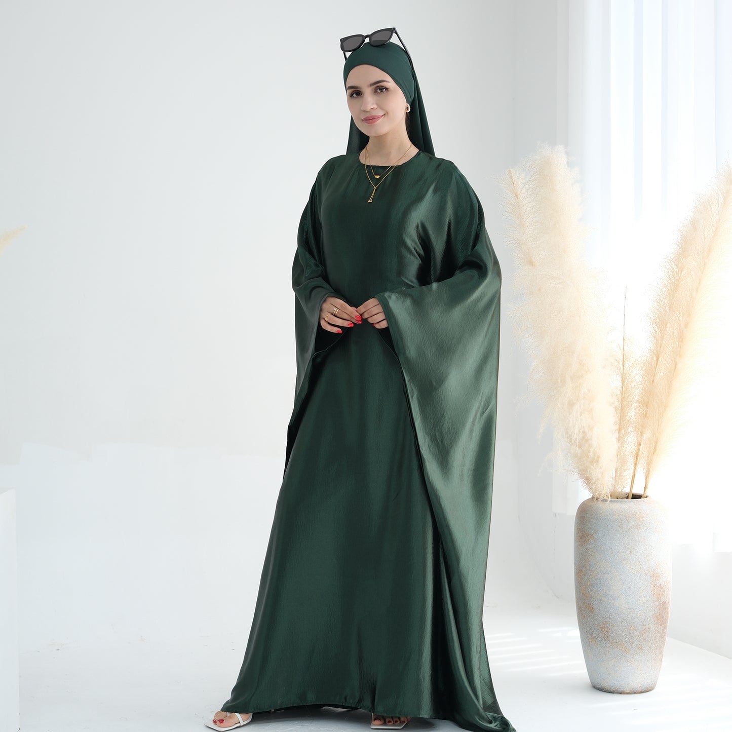 Modest Butterfly Abaya - Emerald Green