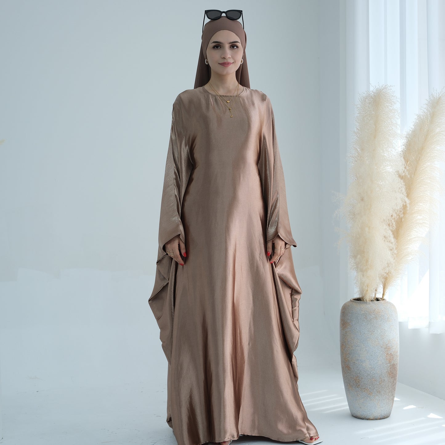 Modest Butterfly Abaya - Copper Brown