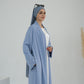 Modest Crescent Moon Sleeve Open Abaya - Sky Blue