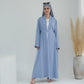 Modest Crescent Moon Sleeve Open Abaya - Sky Blue