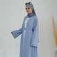 Modest Crescent Moon Sleeve Open Abaya - Sky Blue