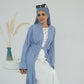 Modest Crescent Moon Sleeve Open Abaya - Sky Blue