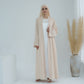 Modest Crescent Moon Sleeve Open Abaya - Sand Beige