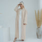 Modest Crescent Moon Sleeve Open Abaya - Sand Beige