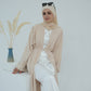 Modest Crescent Moon Sleeve Open Abaya - Sand Beige