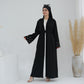 Modest Crescent Moon Sleeve Open Abaya - Black