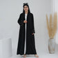 Modest Crescent Moon Sleeve Open Abaya - Black